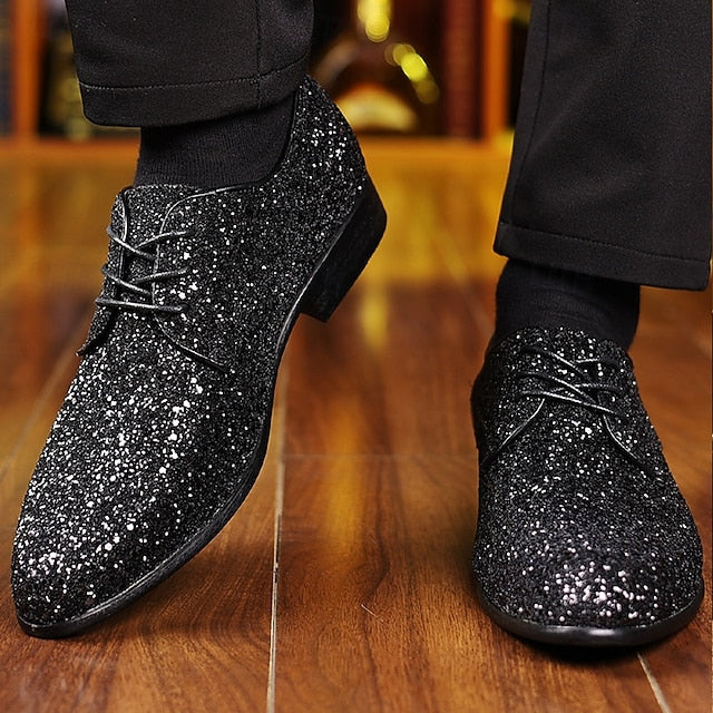 Lace-up Shoes Bold Men's Glitter Party – Statement Purple