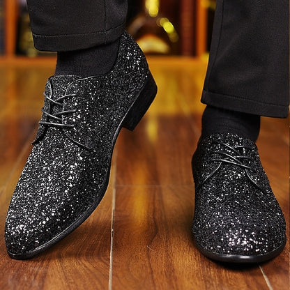 Lace-up Shoes Bold Men's Glitter Party – Statement Purple