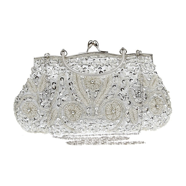Beaded Evening White Clutch – Purse Vintage Women's