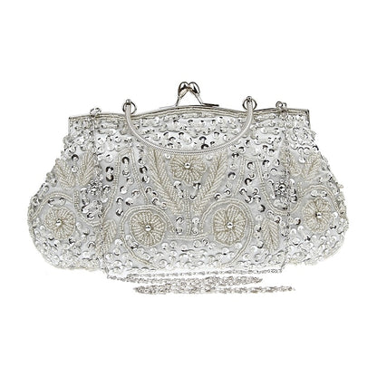Beaded Evening White Clutch – Purse Vintage Women's