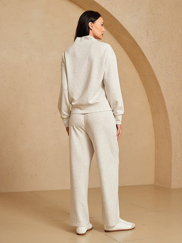 Women's Golf Pullover Sweatshirt Ivory Long Sleeve Sun