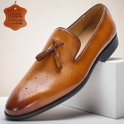 Classic Light Tassel Men's – Brown Leather Loafers