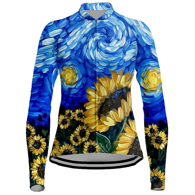 Women's Cycling Jersey Floral Botanical Long Sleeve Bike