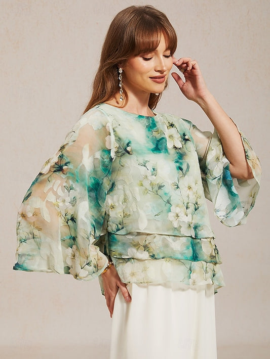 Women's Blouse Chiffon Tops Lace Tops Lace up Layered