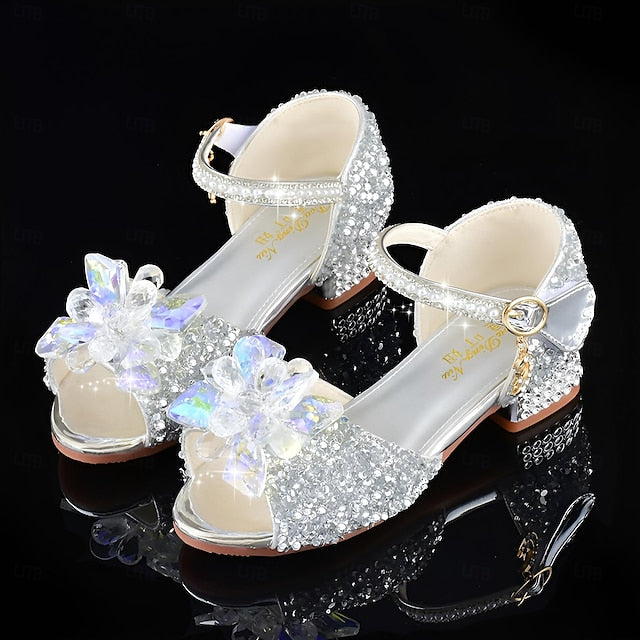 Rhinestone Flower Shoes – Glittery Girls' Crystal
