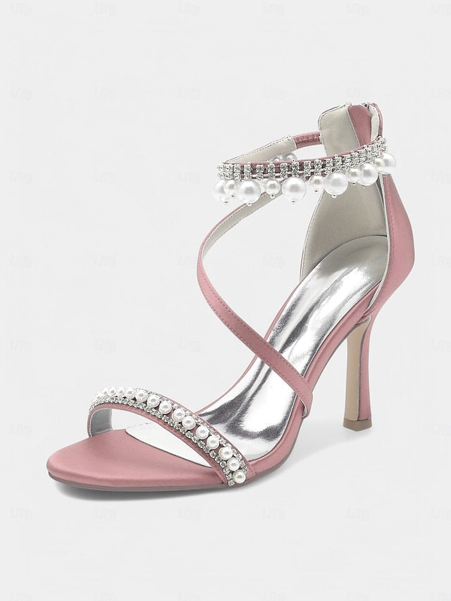 Chic Pink Party Strap Satin – Heels Ankle Pointed-Toe