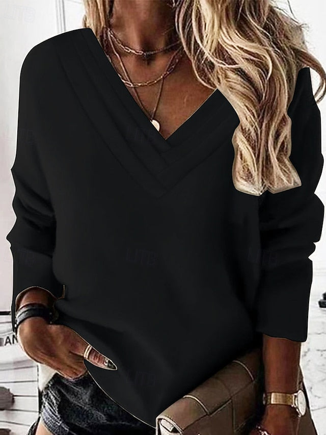 Women's Pullover Sweatshirt Patchwork Plain Fashion Casual