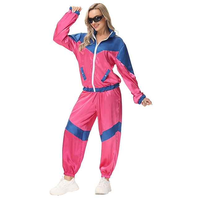 Retro Vintage 1980s Workout Outfits Cosplay Patchwork Fancy