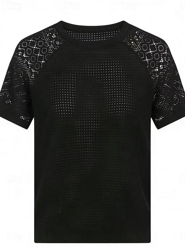Women's T Shirt Lace T-shirt Tee Top Lace Patchwork Plain