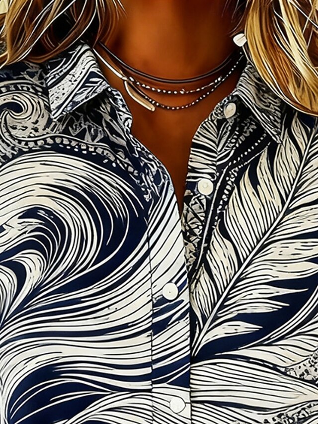 Women's Shirt Buttons Print Graphic Abstract Stylish Casual