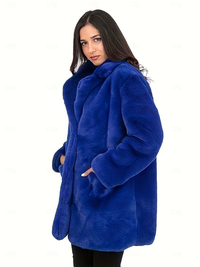 Faux Fur Pocket Women's Comfortable Warm Knitting Coat