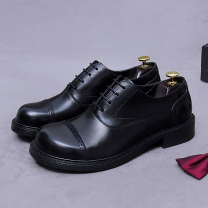 Toe Oxford Leather First Shoes- Cap Men's Genuine