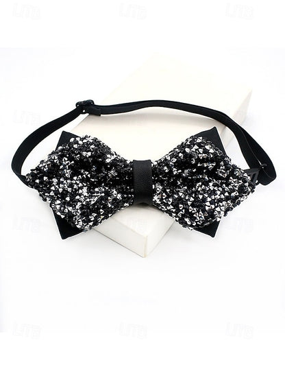 Sequins Tie Christmas Polyester – Bow Men's Sparkling