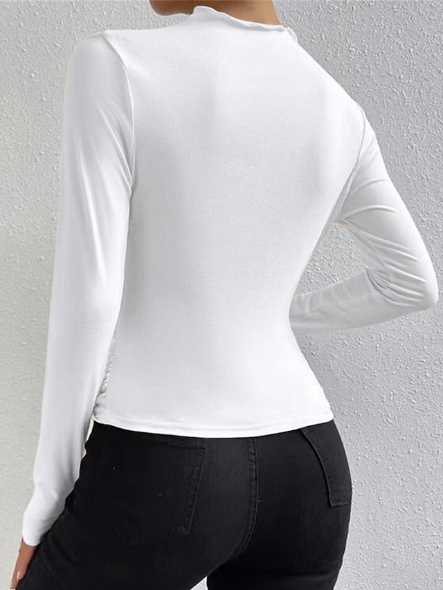 Women's T Shirt Plain Fashion Modern Casual Long Sleeve