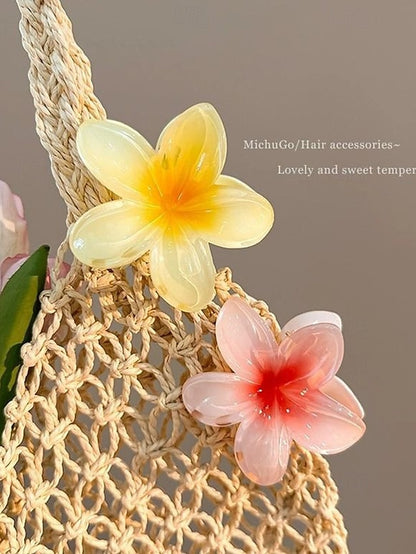 Hawaiian Clips Hair Plumeria Resin Tropical – Flower 6PCS