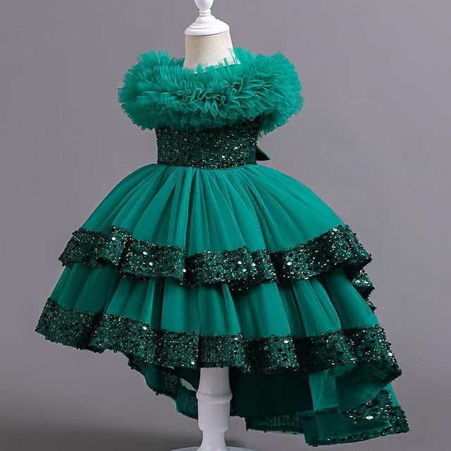 Sleeveless Flower Party Girls' Girl Sequin Kids Dress