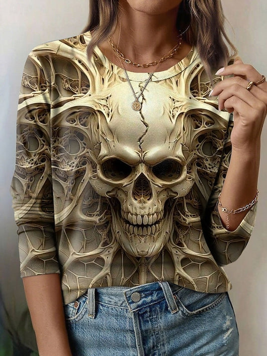 Women's T Shirt Skulls Graphic Vintage Fashion Stylish Long