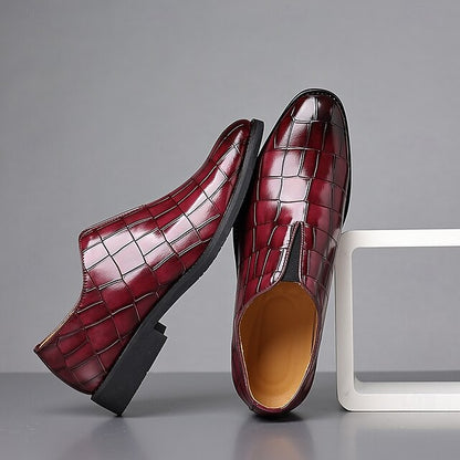 Burgundy Men's Shoes Slip-On Crocodile – Pattern