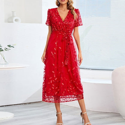 Dress Bride Neck the of V Sequin Elegant A-Line Mother