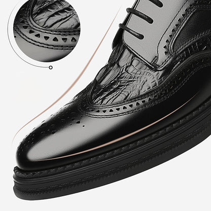 Brown Leather Shoes Oxford Men's Crocodile - Brogue