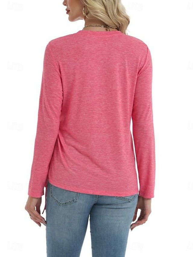 Women's Blouse Drawstring Solid Color Daily Stylish Casual