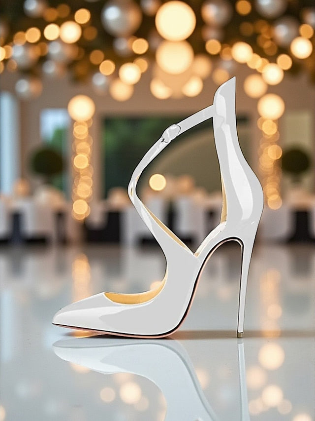 Stiletto Heels Patent Women's - Purple Strappy Leather