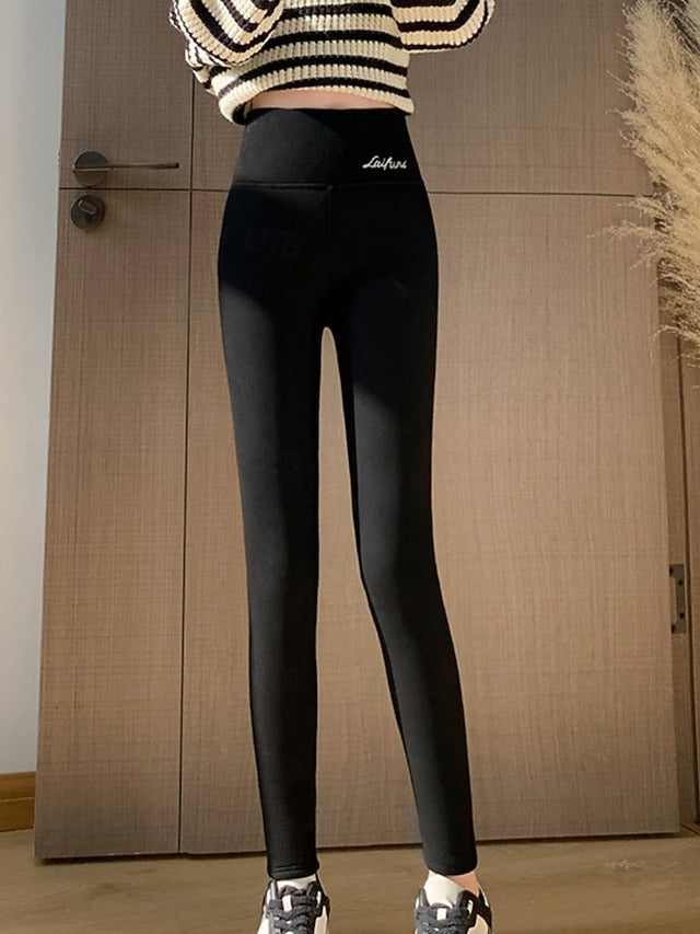Women's Fleece Lined Leggings Fleece Pants Leggings Fashion