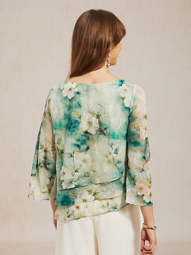 Women's Blouse Chiffon Tops Lace Tops Lace up Layered