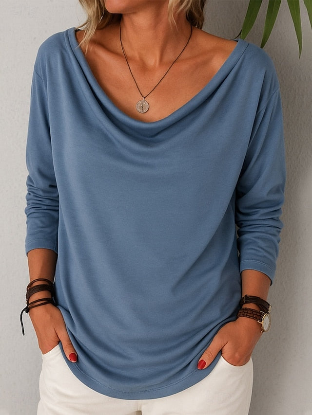 Women's Shirt Blouse Patchwork Solid Color Plain Stylish