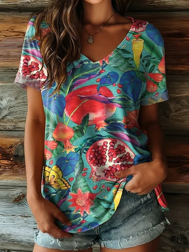 Women's Boho T Shirt Floral Graphic Vintage Stylish Classic