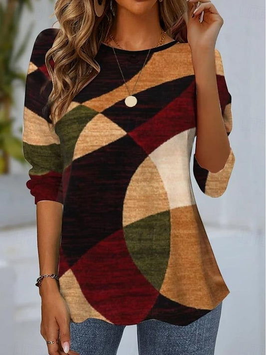 Women's T shirt Long Sleeve Crew Neck Long Sleeve Tunic