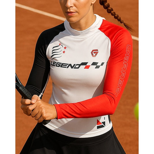 Women's Patchwork Tennis Top Long Sleeve Reflective Strip