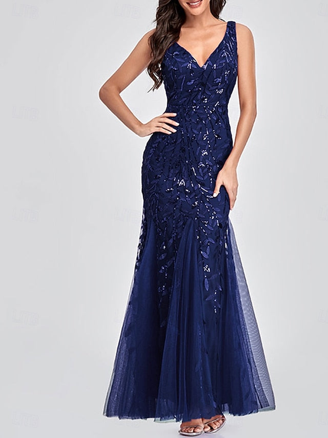 Bride Dress Neck the Floor Elegant Party V of Mother