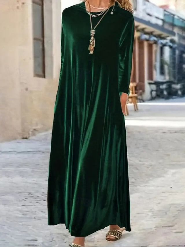 Women's Velvet Maxi Dress Black Dress Graduation Dress