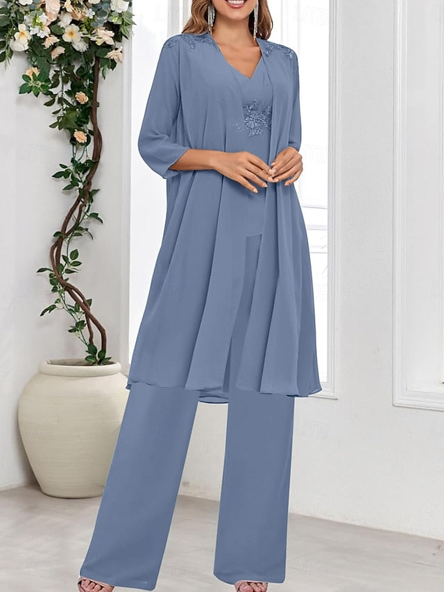 Piece Wedding the Guest V 3 Elegant Dress Mother of Simple Bride