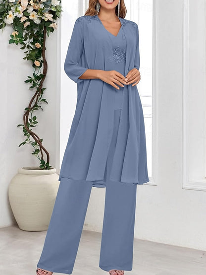 Piece Wedding the Guest V 3 Elegant Dress Mother of Simple Bride