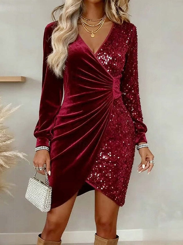 Women's Mini Dress Velvet Dress Sequin Dress Sheath Dress