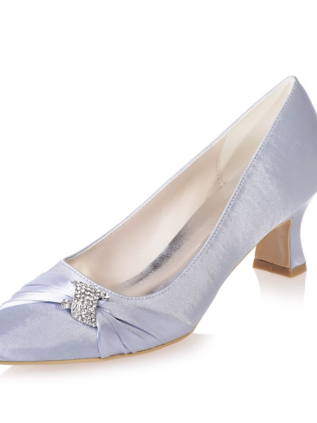 Blue Kitten with Rhinestone Satin Bow Women's Royal Heels