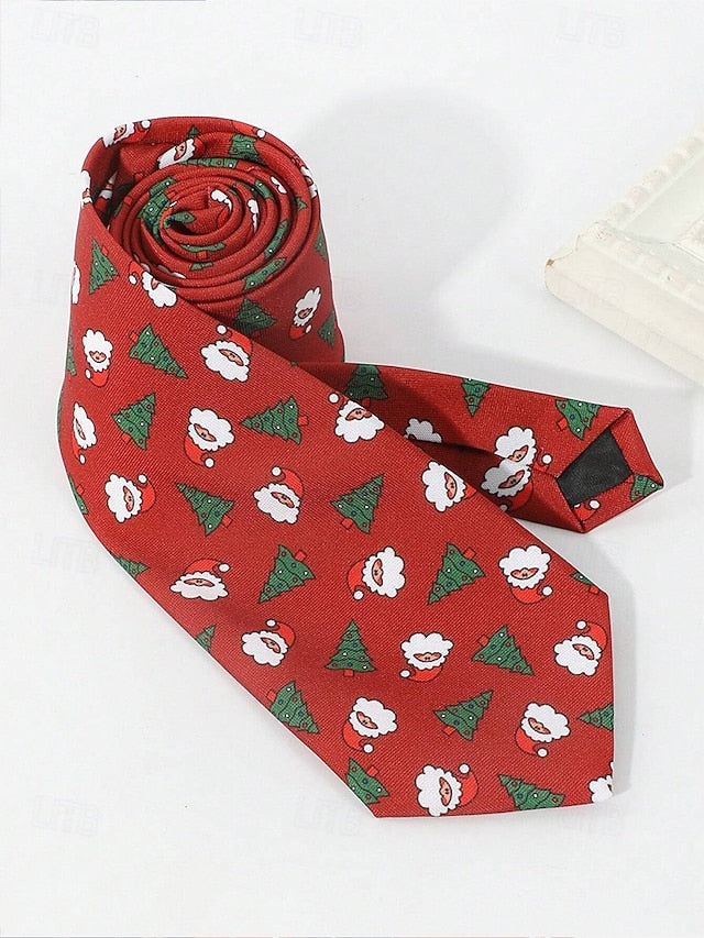 Silk Christmas Fun – Polyester Santa and Tie Tree Men's