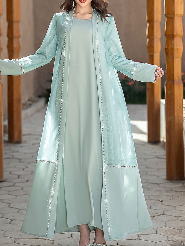 Floor the of Bride Vintage A-Line Crew Mother Dress Neck Elegant