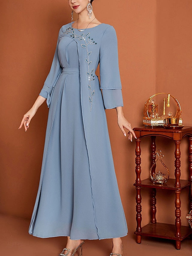 Length Neck A-Line of Elegant V Dress Floor Bride Mother the