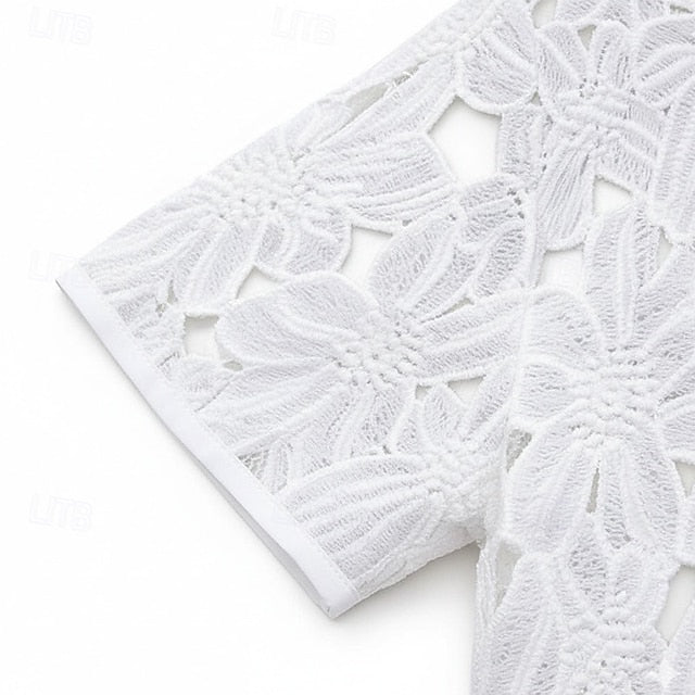 Women's Summer Shirt Casual Shirt Blouse Eyelet Cut Out