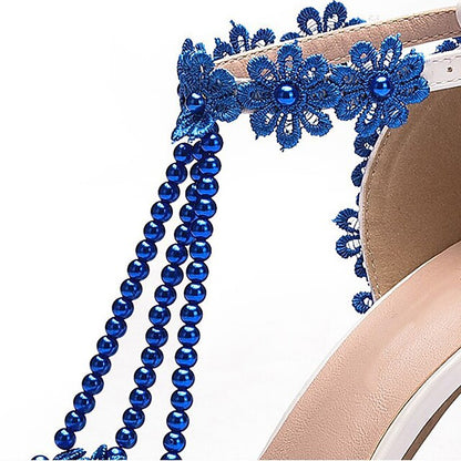 Heel Shoes Women's Wedding High Bridal Lace Pointed