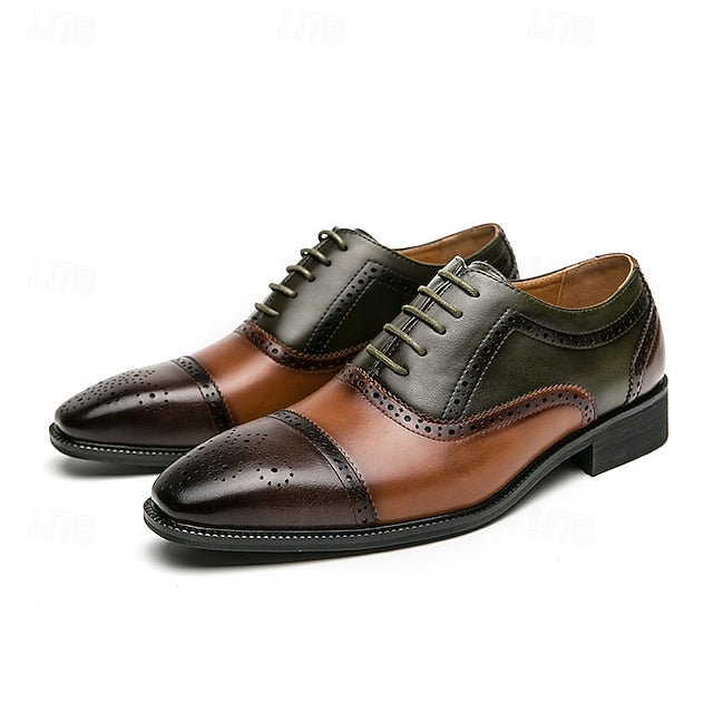 Shoes and Wingtip Leather Black – Faux Oxford Men's Brown