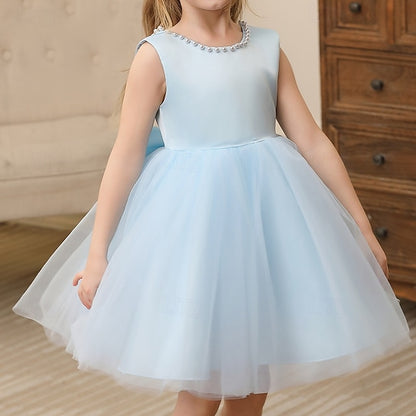 Wedding Dress Sleeveless Color Party Kids Girls' Solid