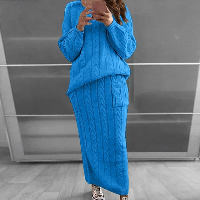 Women's Warm Fashion Streetwear Skirt Sets Bolero Top Long