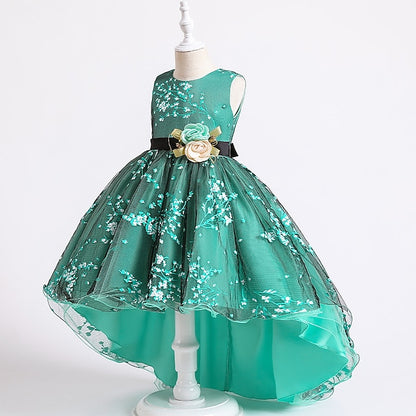 Floral Wedding Colored Sleeveless Solid Kids Dress Girls'