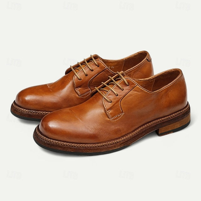 and Men's Tan Goodyear Derby Shoes Clean Leather Welt with