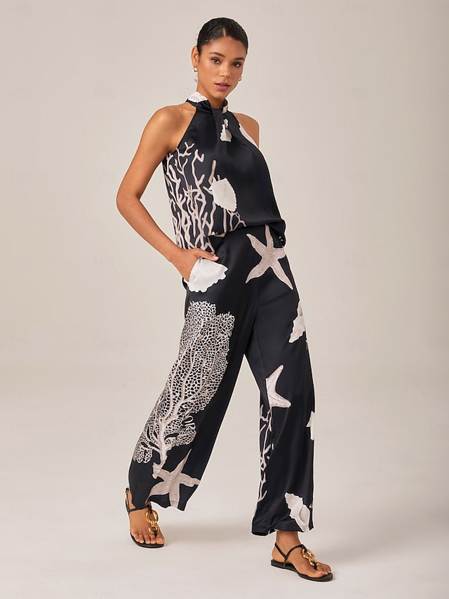 Vacation-Style Set With Ocean-Inspired Print