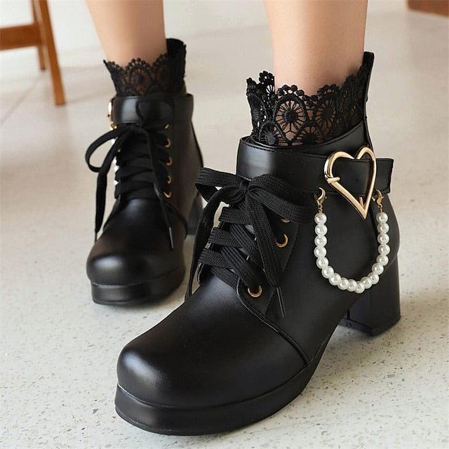 Wedding Shoes Women's Boots Lace-Up White Ankle – Bridal